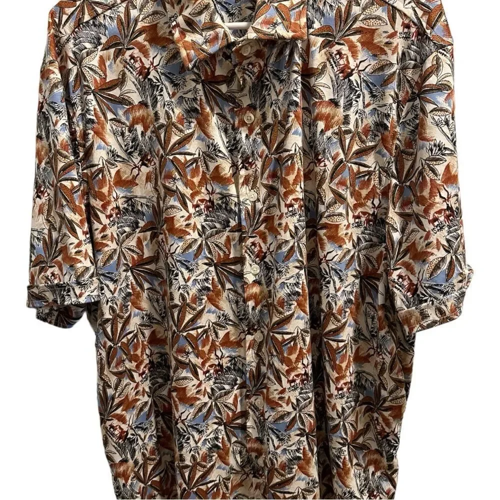 Daniel Cremieux Short Sleeve Button Up Shirt Multi-Color Floral XL